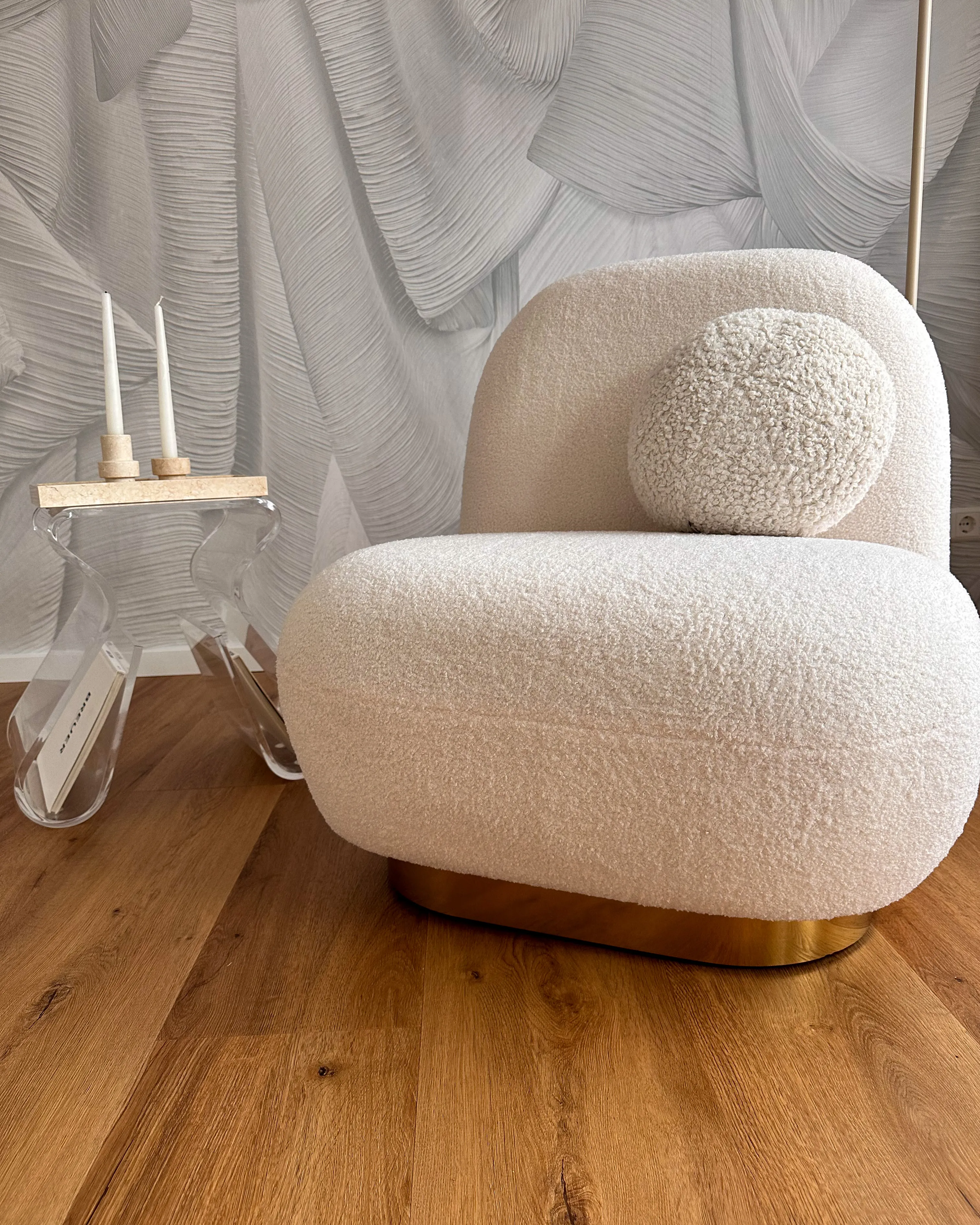Fauteuil LOVIISA Bouclé Wit