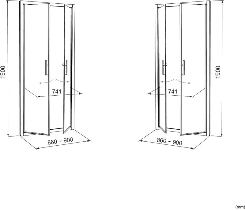 Linie - Cadiz - Douche Pendeldeur - Helder Glas - 90 cm x 190 cm - Geborsteld Chroom Profiel