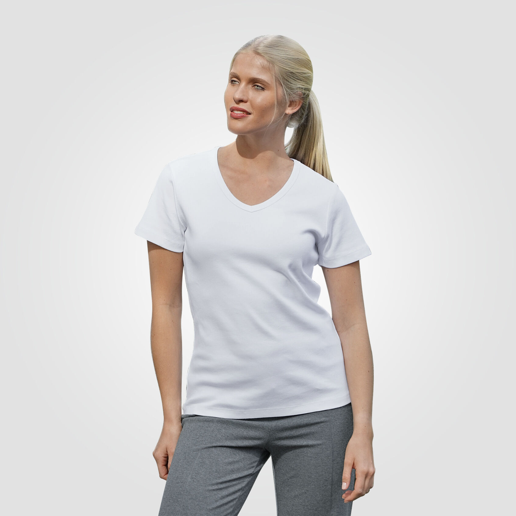 Schlichtes V-Neck Damen T-Shirt