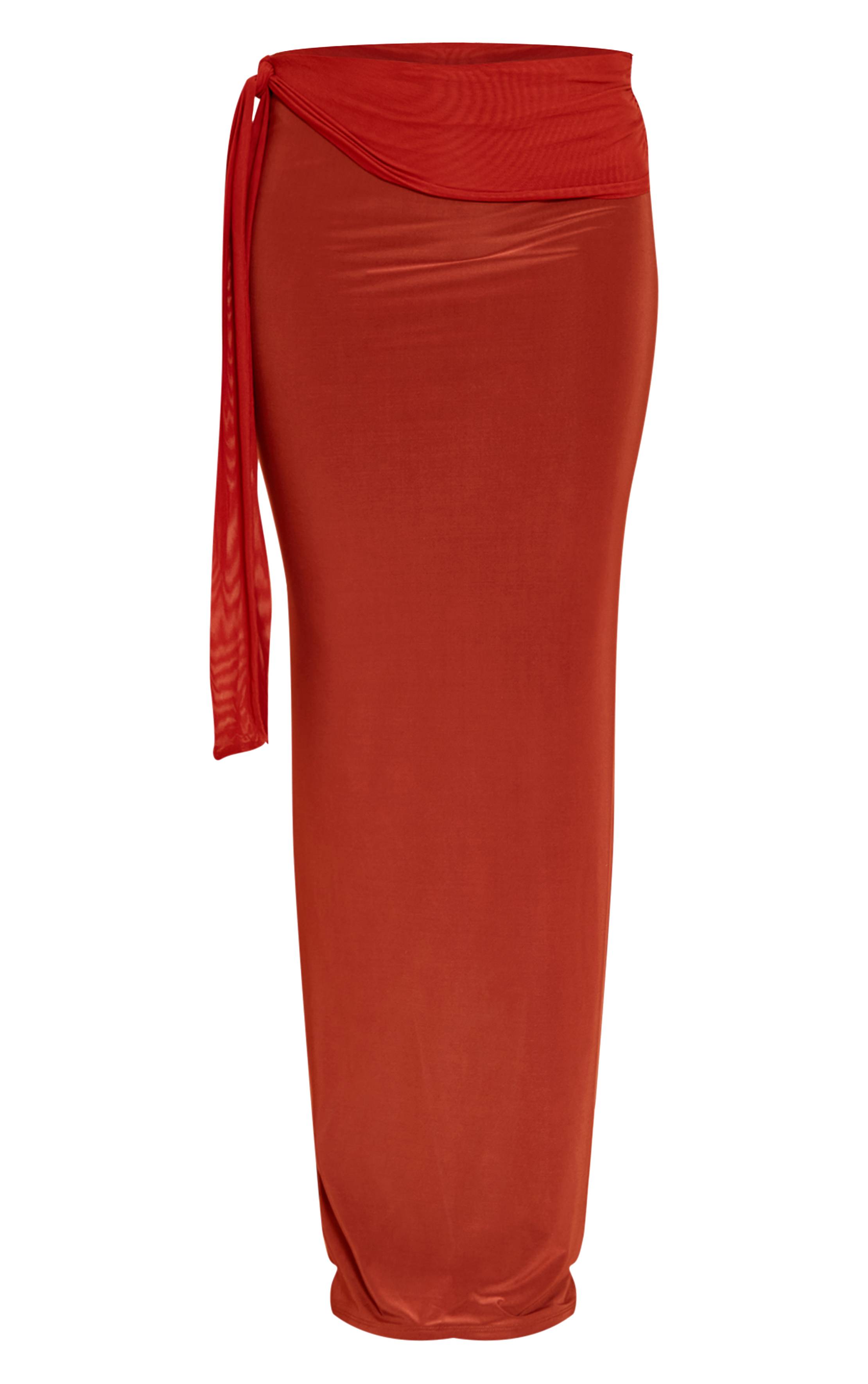 Orange Brûlé Jupe Longue Nouée En Double Slinky