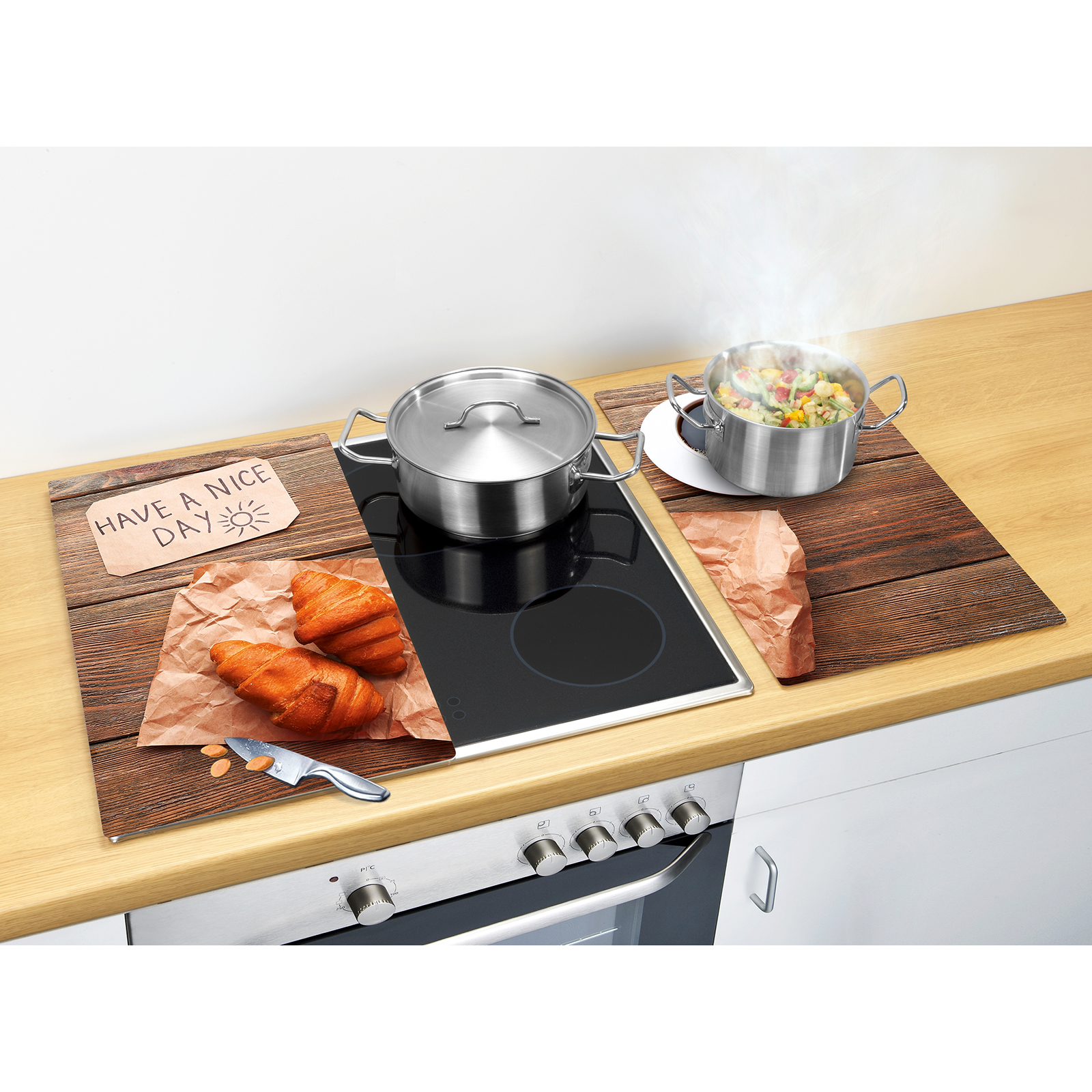 2er-Set Glasabdeckplatten - braun - Nice Day