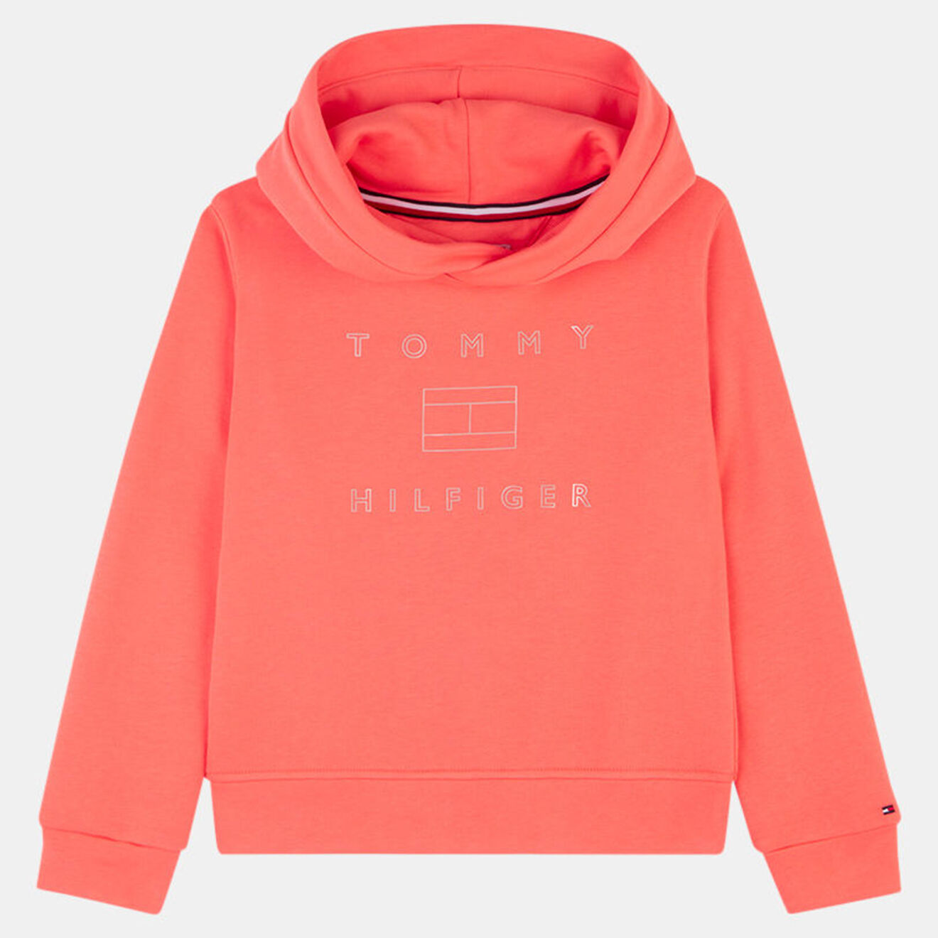 Tommy Hilfiger Sweat en Coton bio à capuche logo irisé orange corail