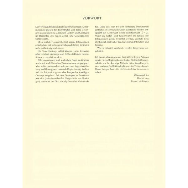 Bärenreiter Intonationen Zum Gotteslob