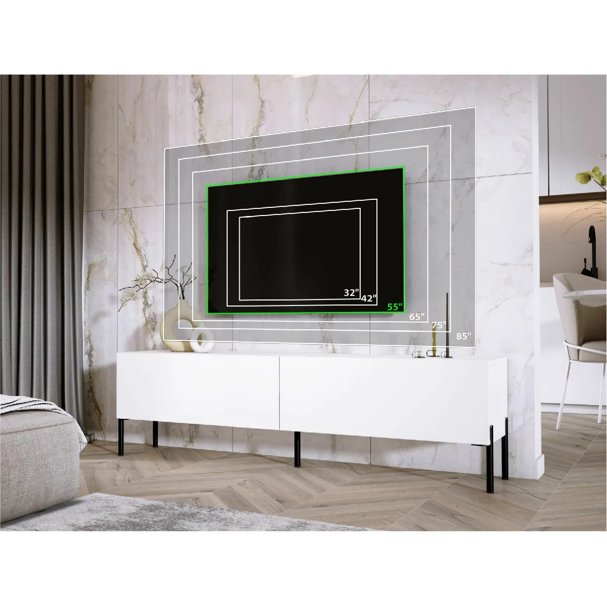 3xeliving Meuble TV Blanc