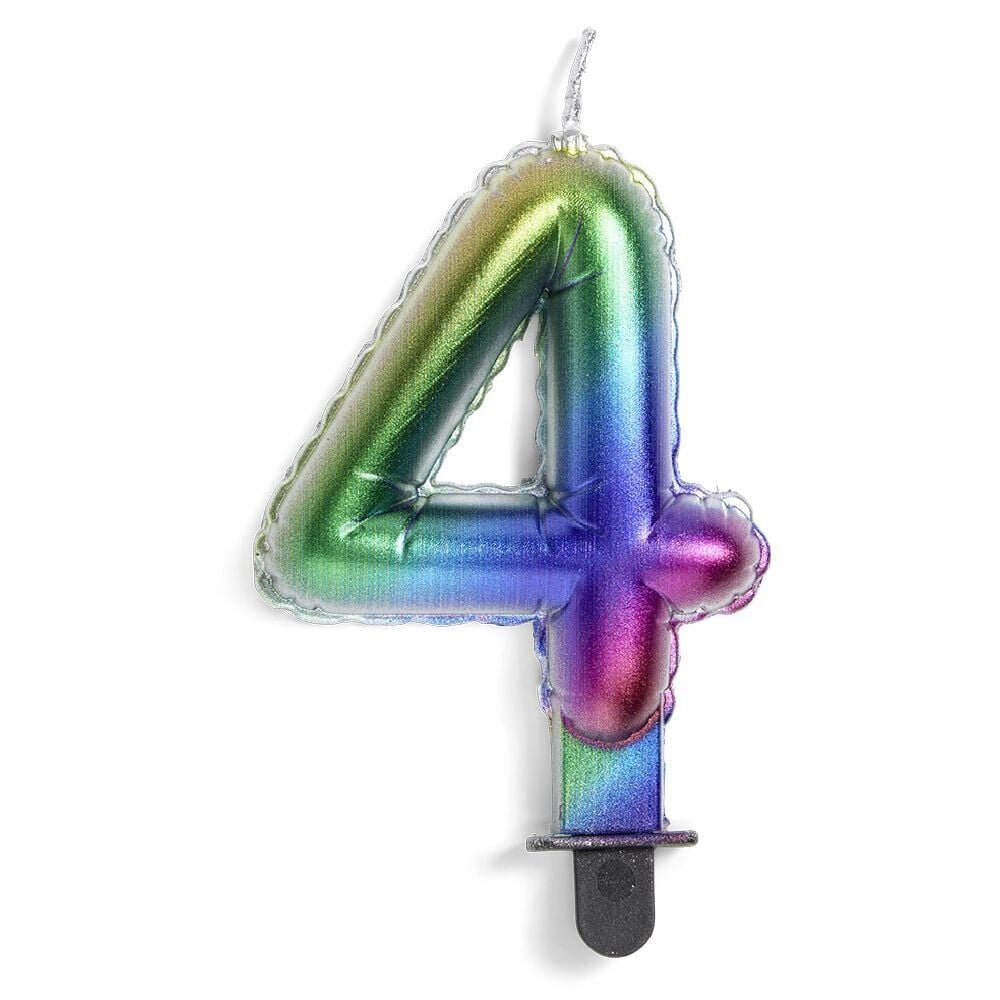 Bougie anniversaire chiffre 4 iridescent