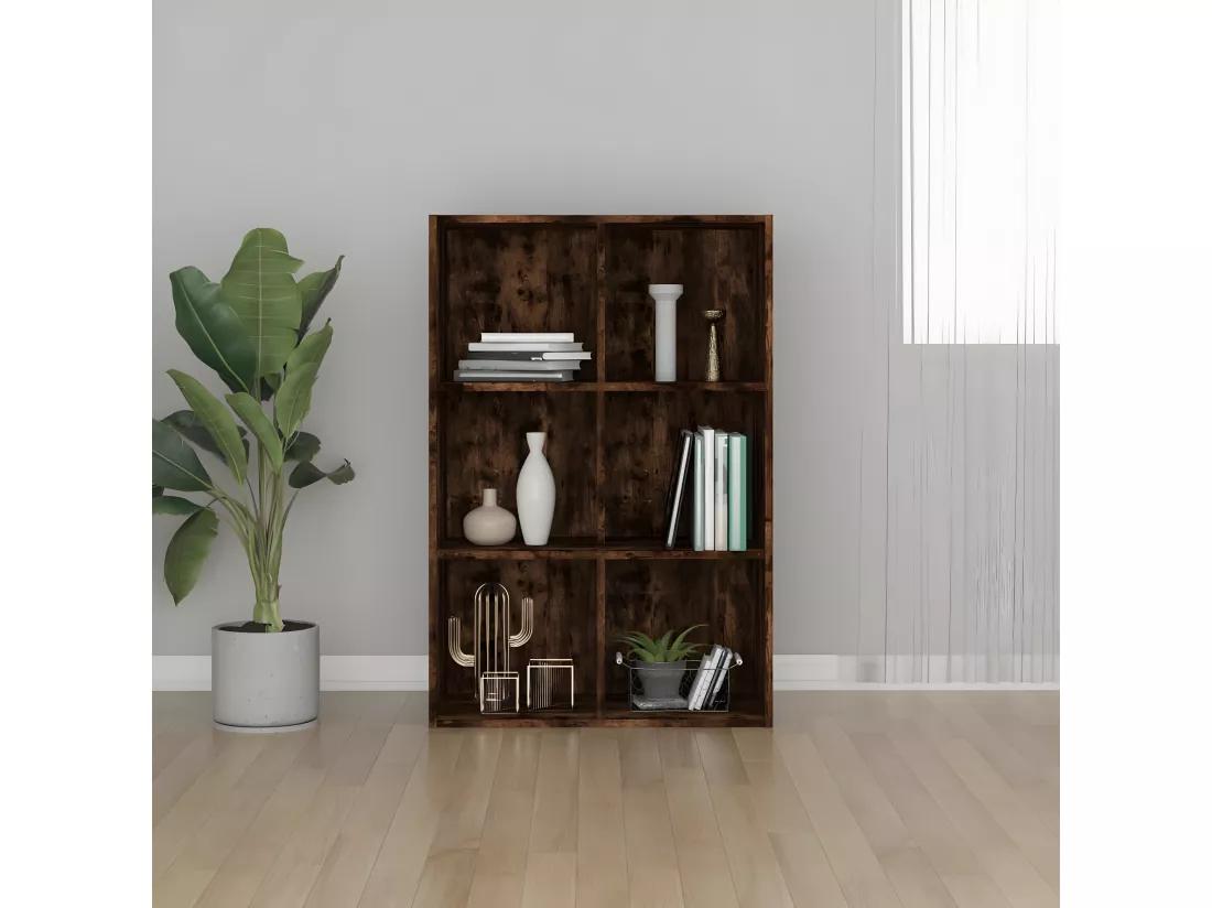 Bibliothèque/Buffet Chêne fumé 66x30x98 cm Bois d'ingénierie