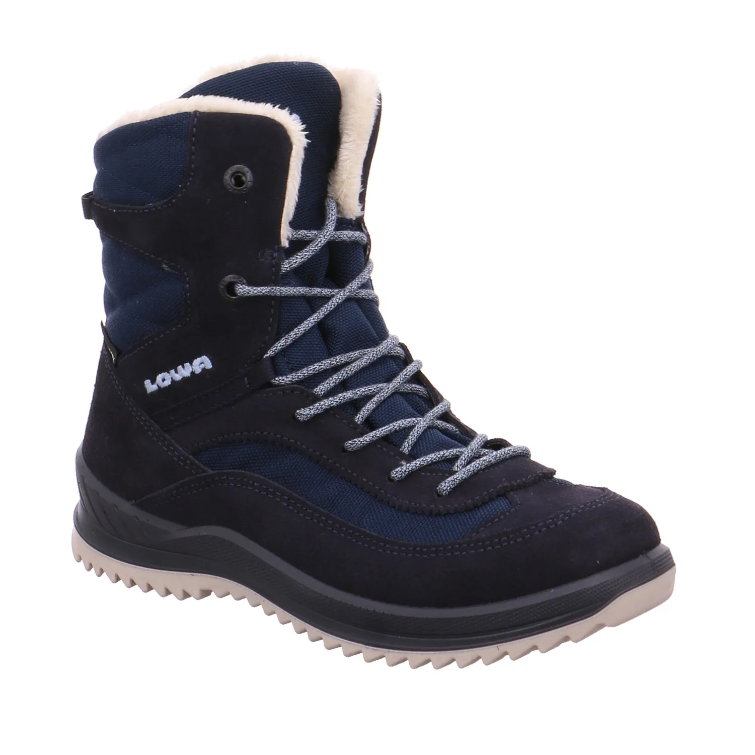LOWA Mädchen-Snowboot Membrane Dunkelblau Textil  Winter-Sneaker, high