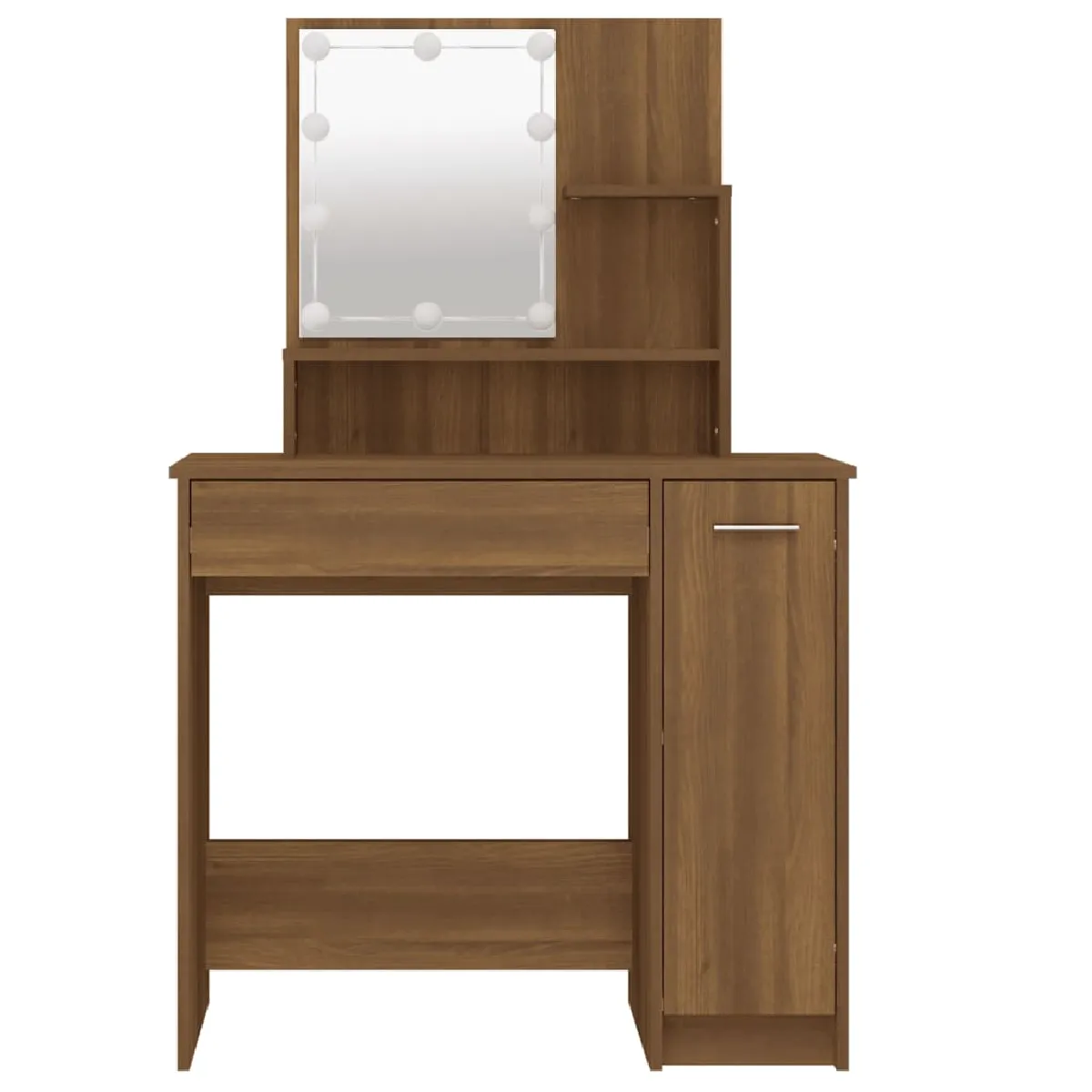 Coiffeuse Helloshop26 avec LED - 86,5 x 35 x 136 cm - Marron