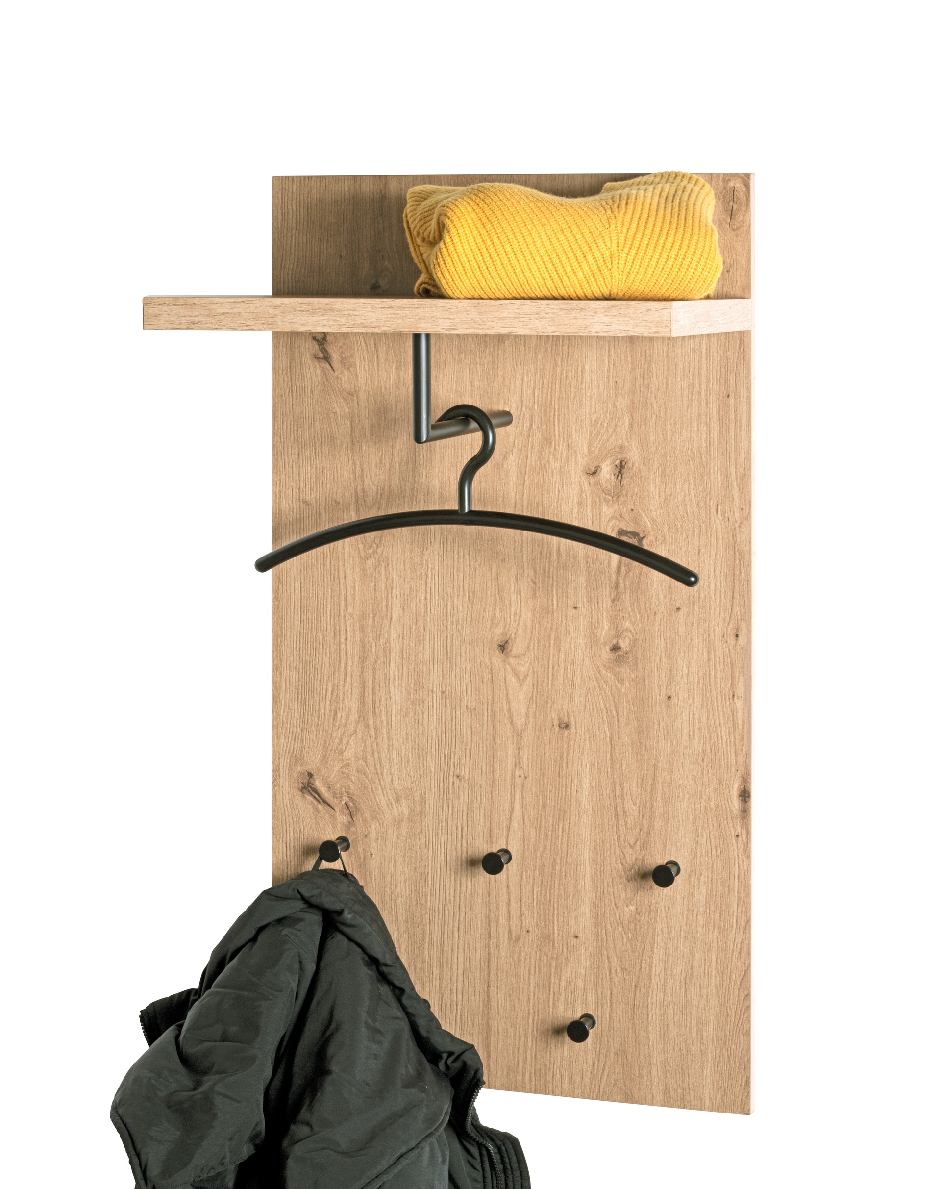 Garderobenpaneel PARMA1 Eiche-Dekor/schwarz 48 x90 cm