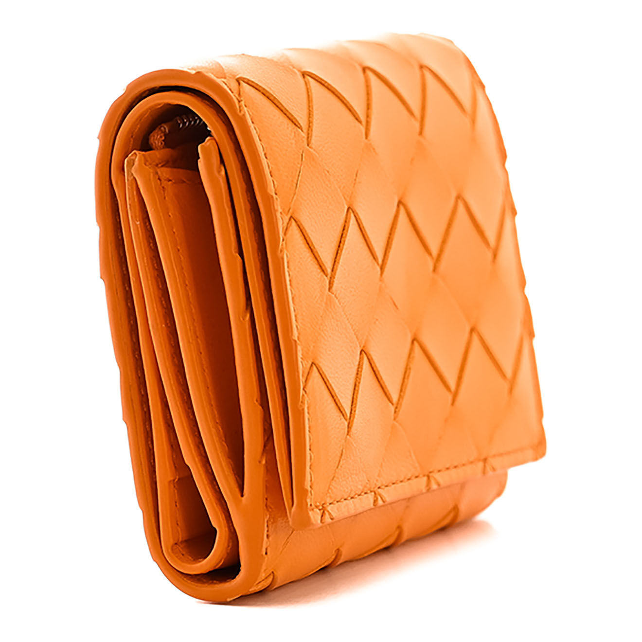 Bottega Veneta Porte-monnaie Bottega Venetta en Cuir orange - Neuf sans étiquette - 10x8 cm