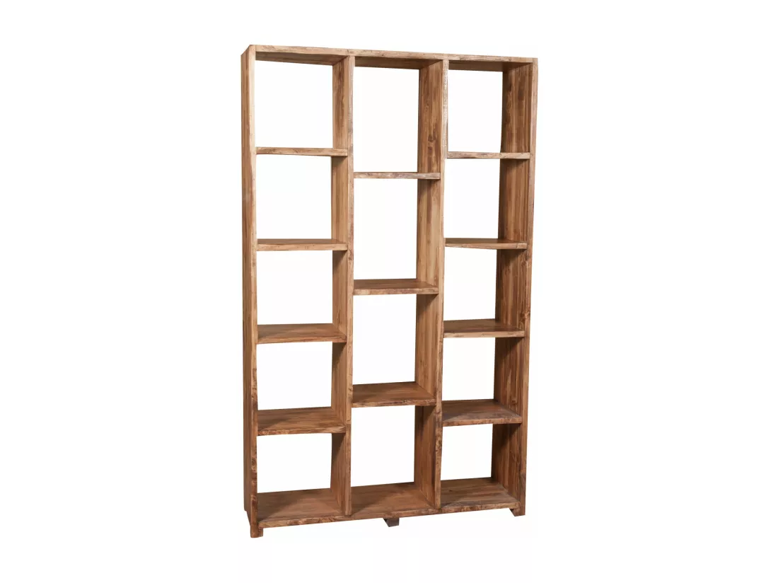 BISCOTTINI Armoire - Bois de tilleul massif finition naturelle vieillie - Polyvalente - Rangement - Jardin - Salon - Cuisine - Salle à manger - Étagères - Chambre - Buffet - 121x36x200cm