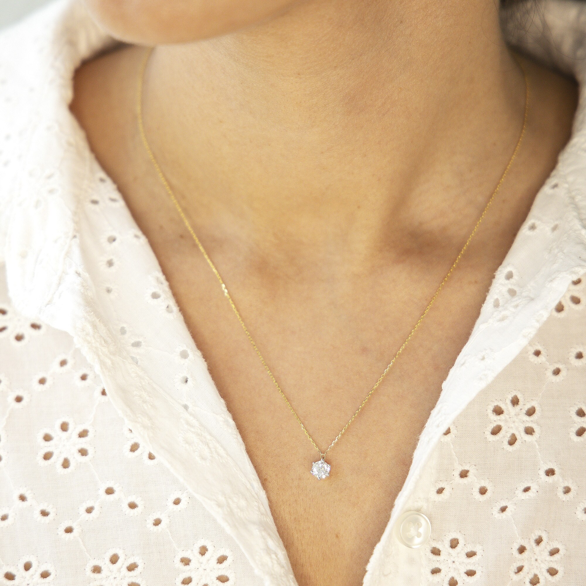 Diam Addict Halskette 585 Gelbgold mitim Labor gezüchtetem Diamanten