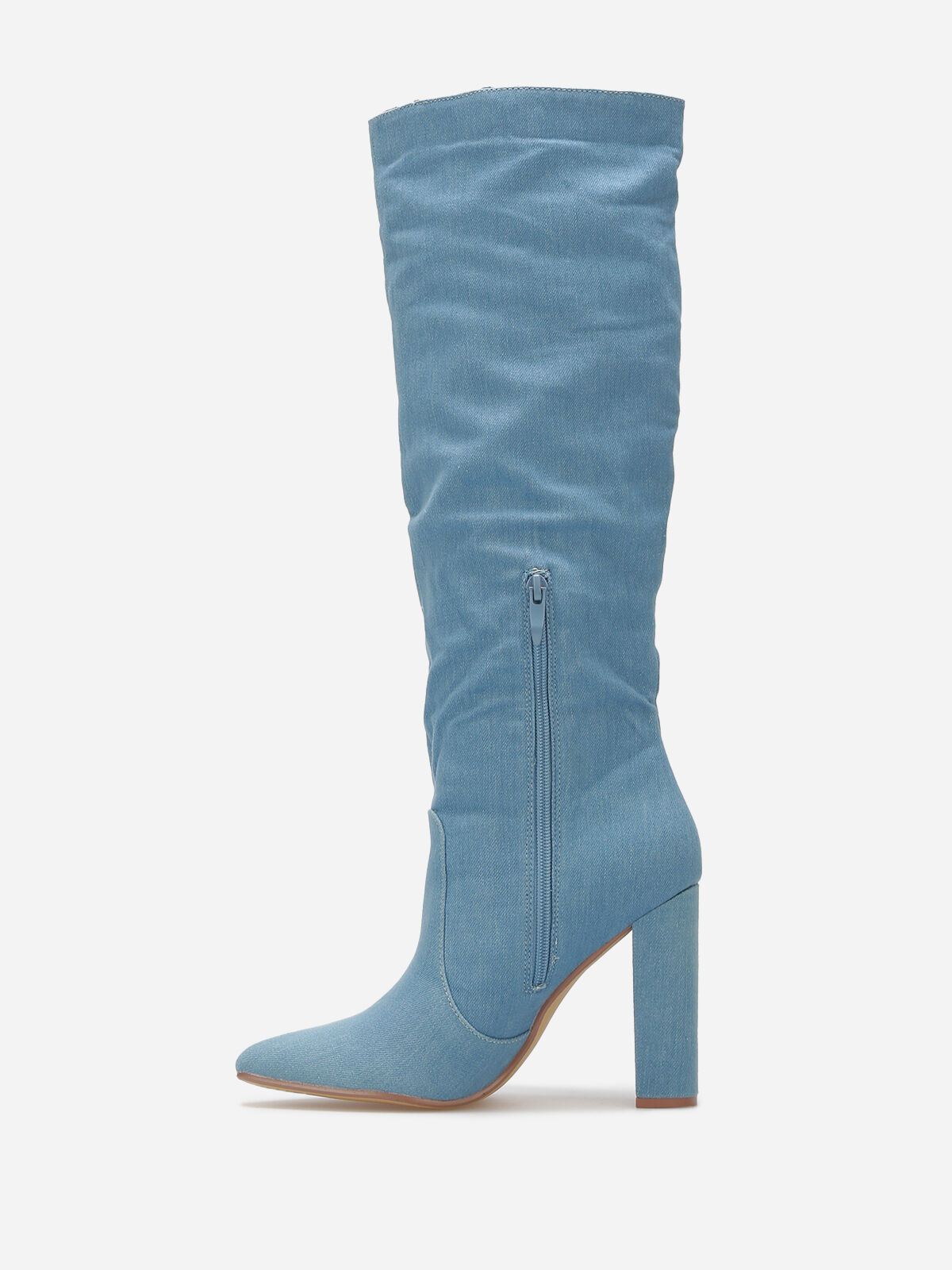 Bottes en denim à bout pointu- Bleu
