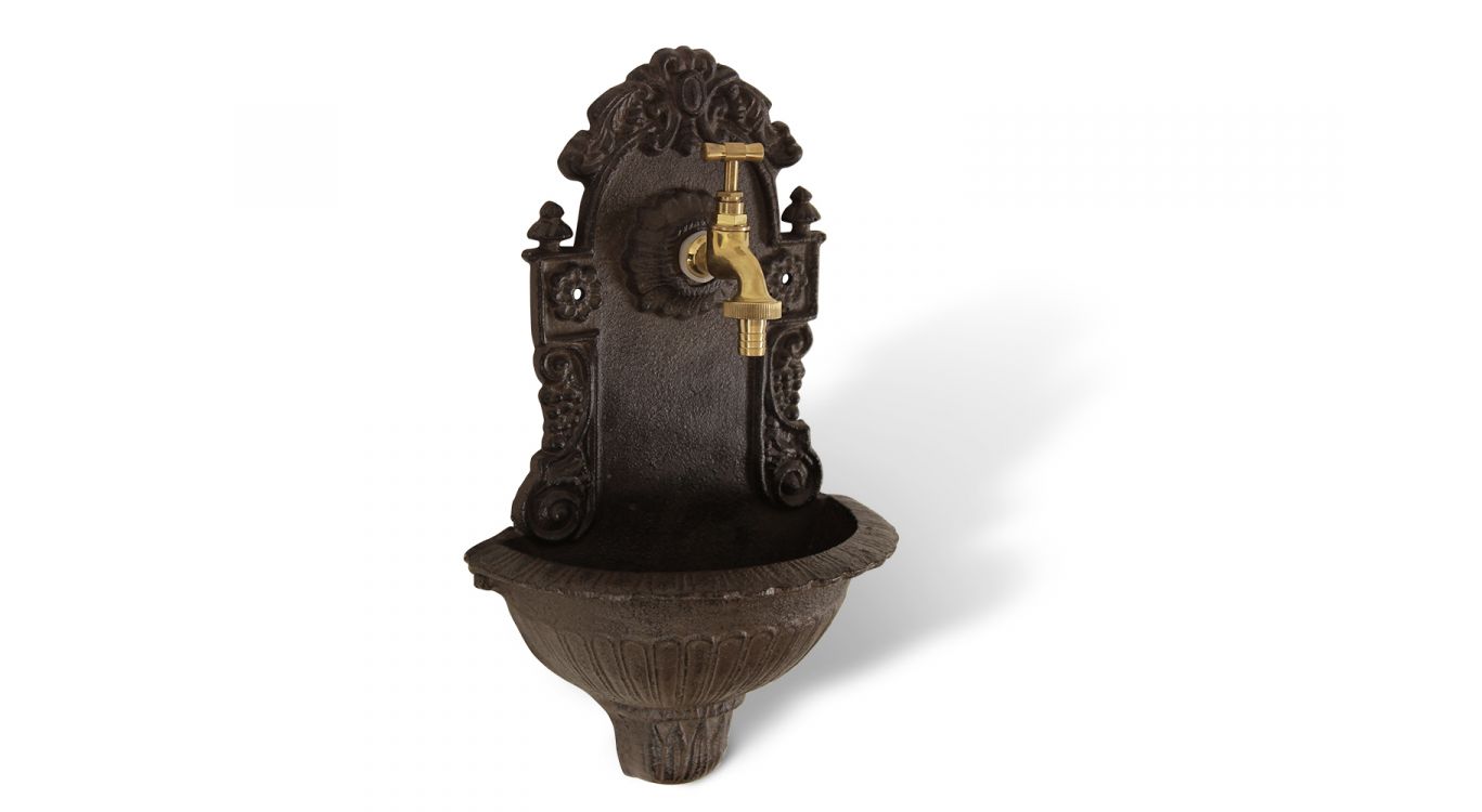 Fontaine de jardin fonte marron 24.5x12.5x40cm