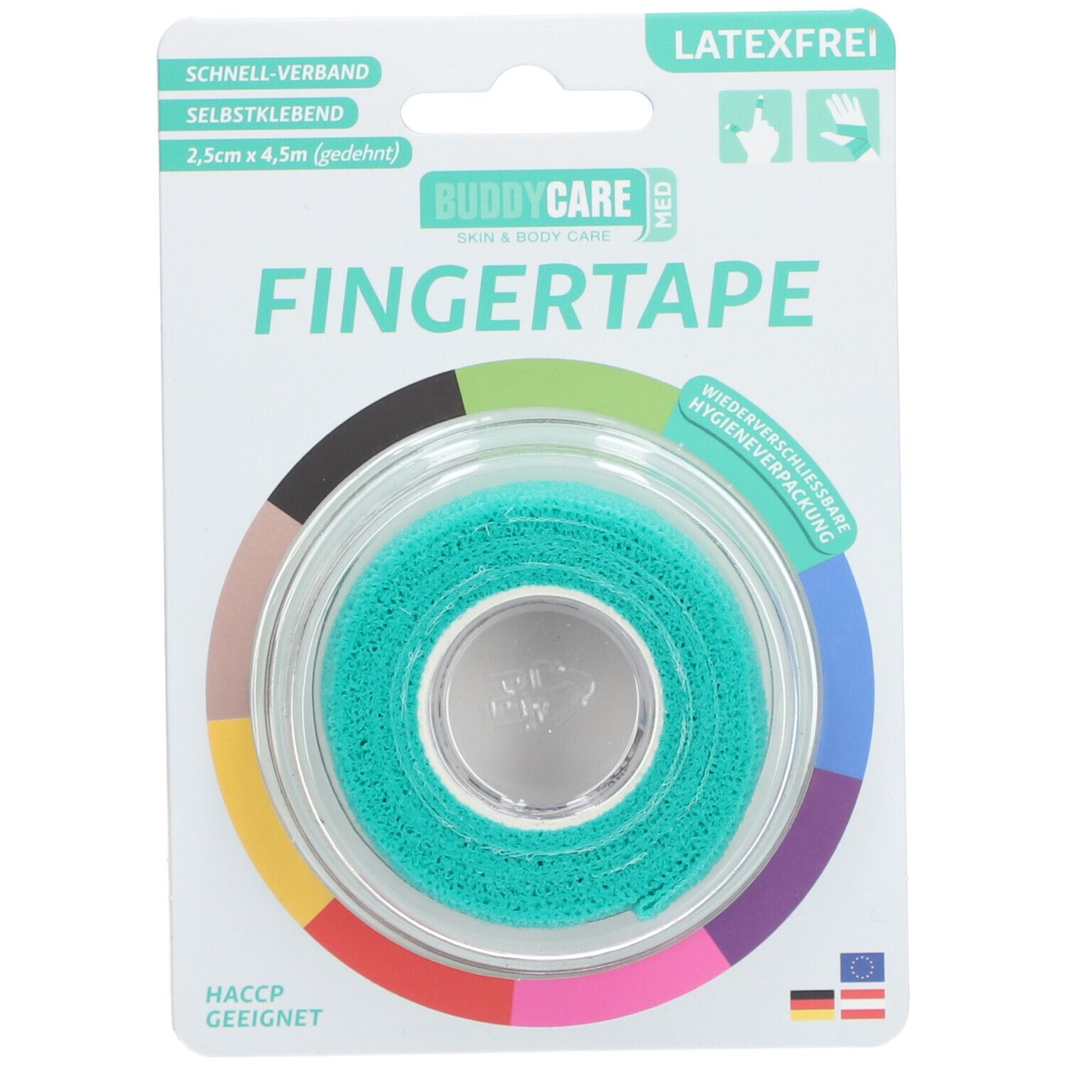 BUDDYCARE® MED Fingertape GRÜN 2,5cmx4,5m Latexfrei