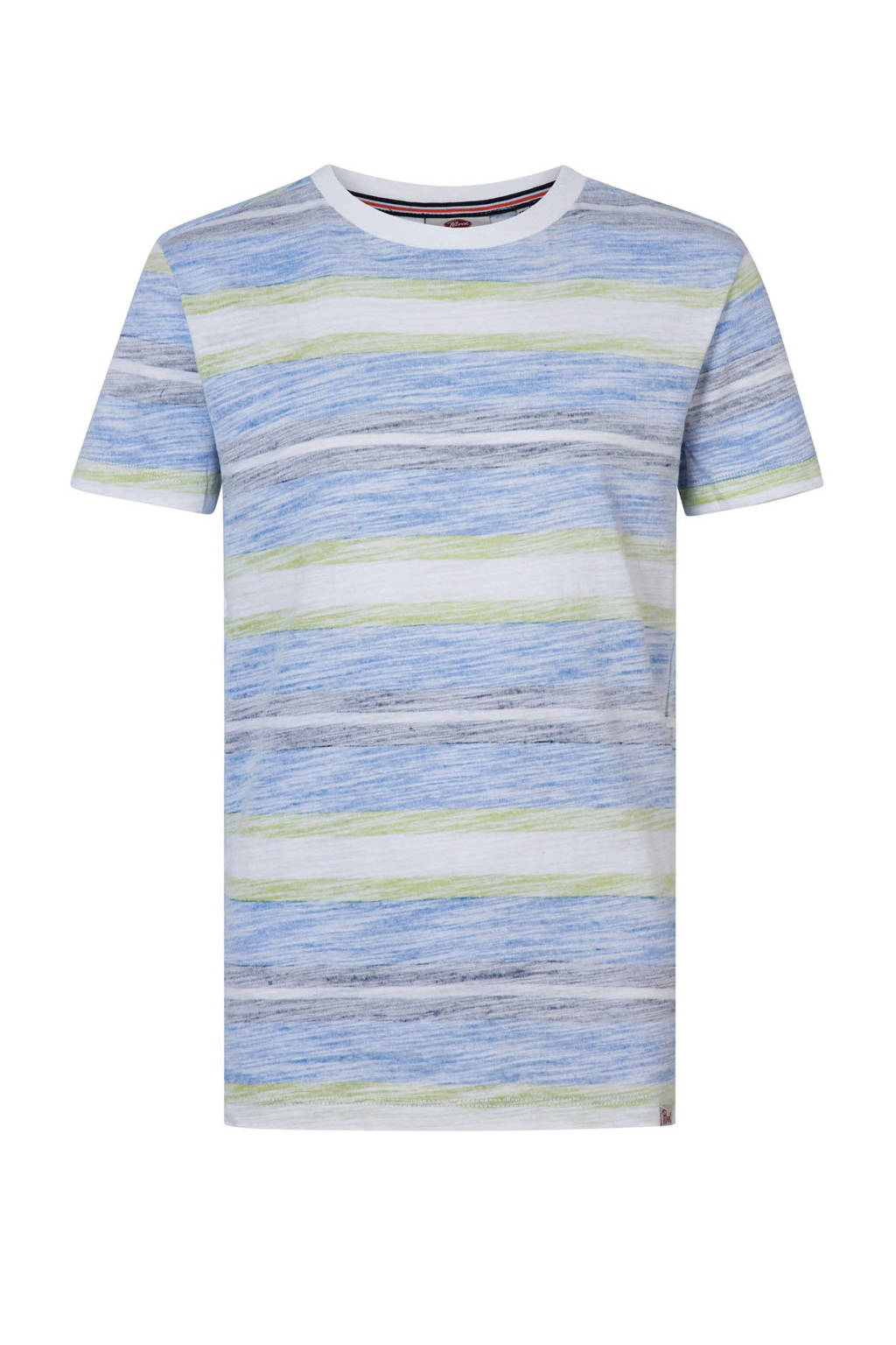 Petrol Industries gestreept T-shirt lichtblauw/groen/wit