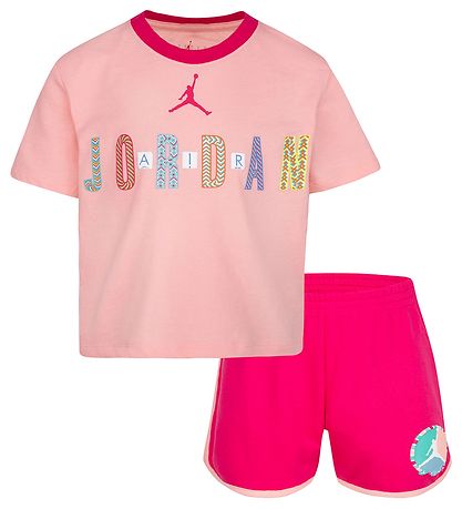 Jordan Sweatshorts/T-Shirt - Mädchen Bff - Rush Pink m. Print