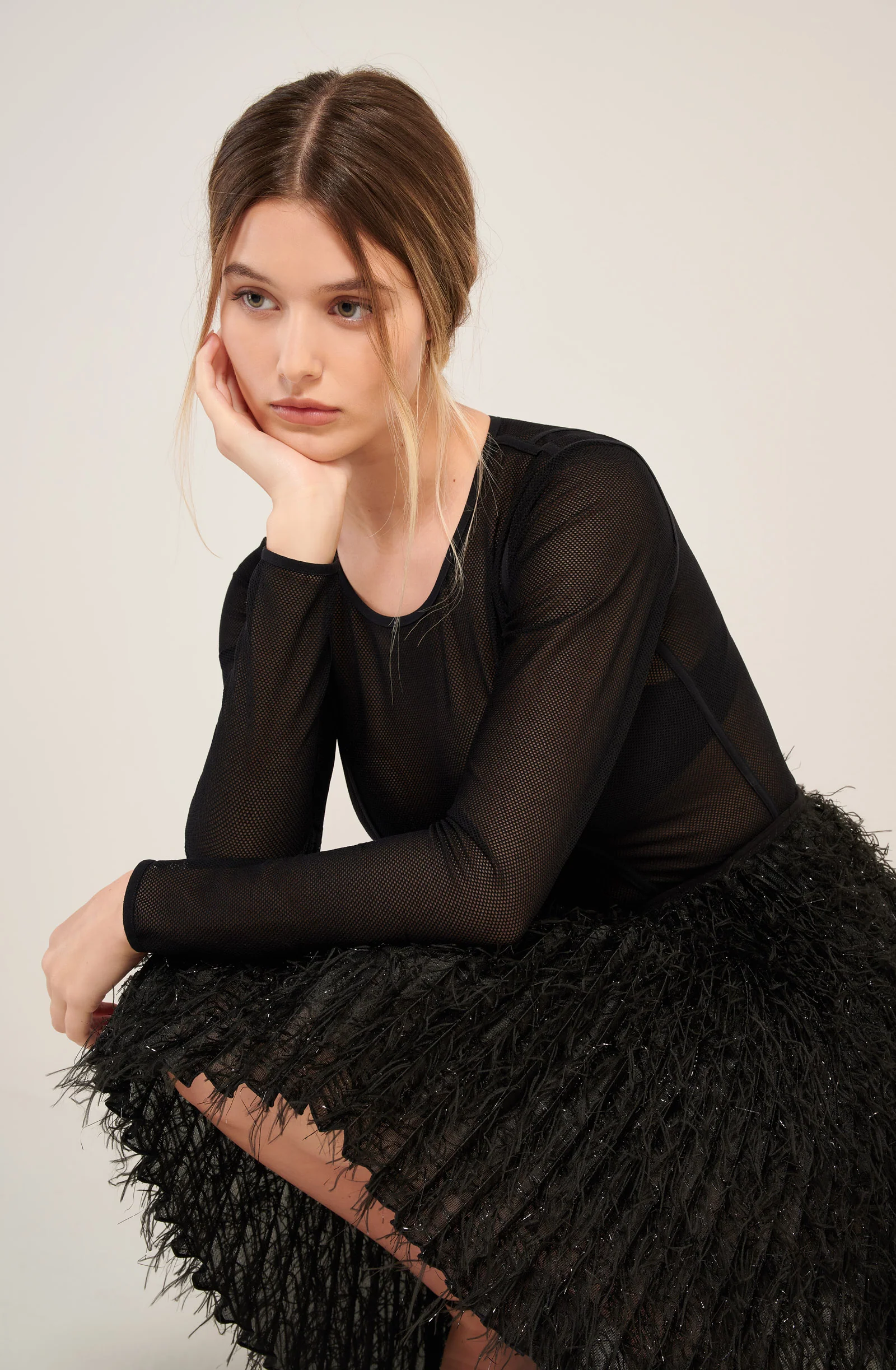 jutta Jupe courte à plumes noires Noir