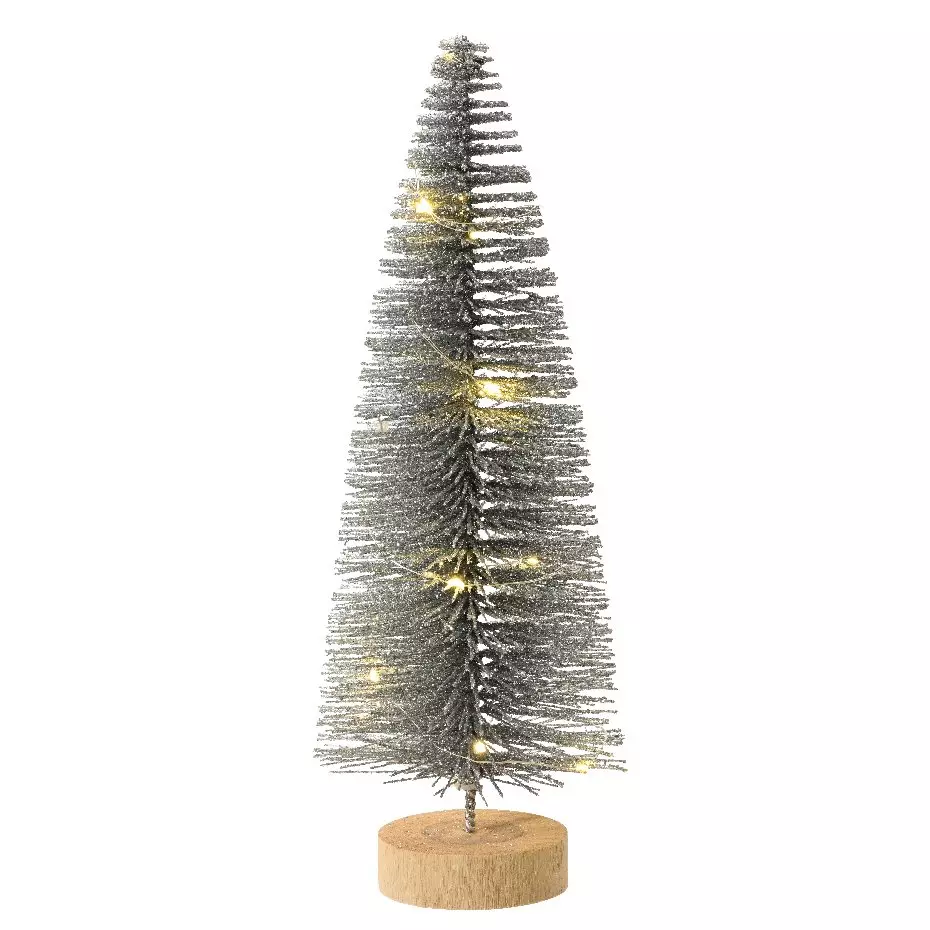 Sapin lumineux à piles (H30 cm) Féérie Argent
