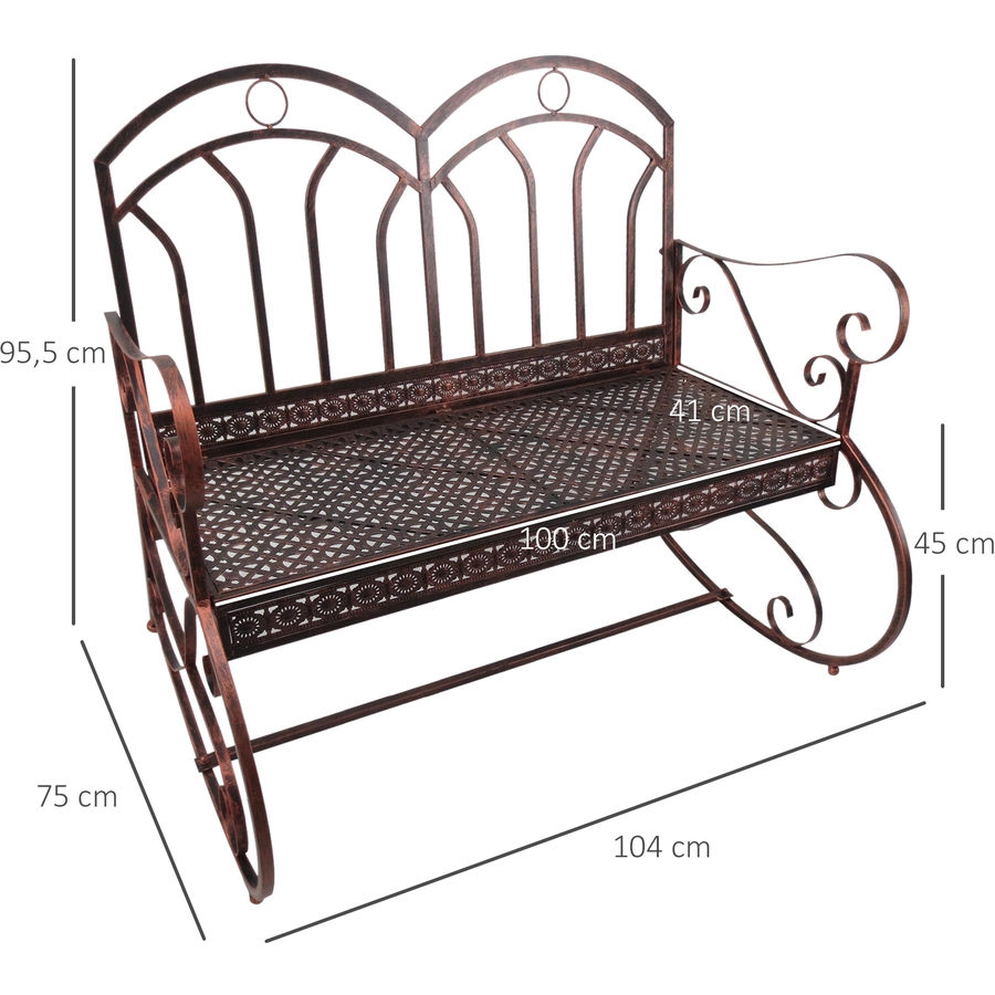 Outsunny Gartenbank mit Schaukelfunktion bronze
