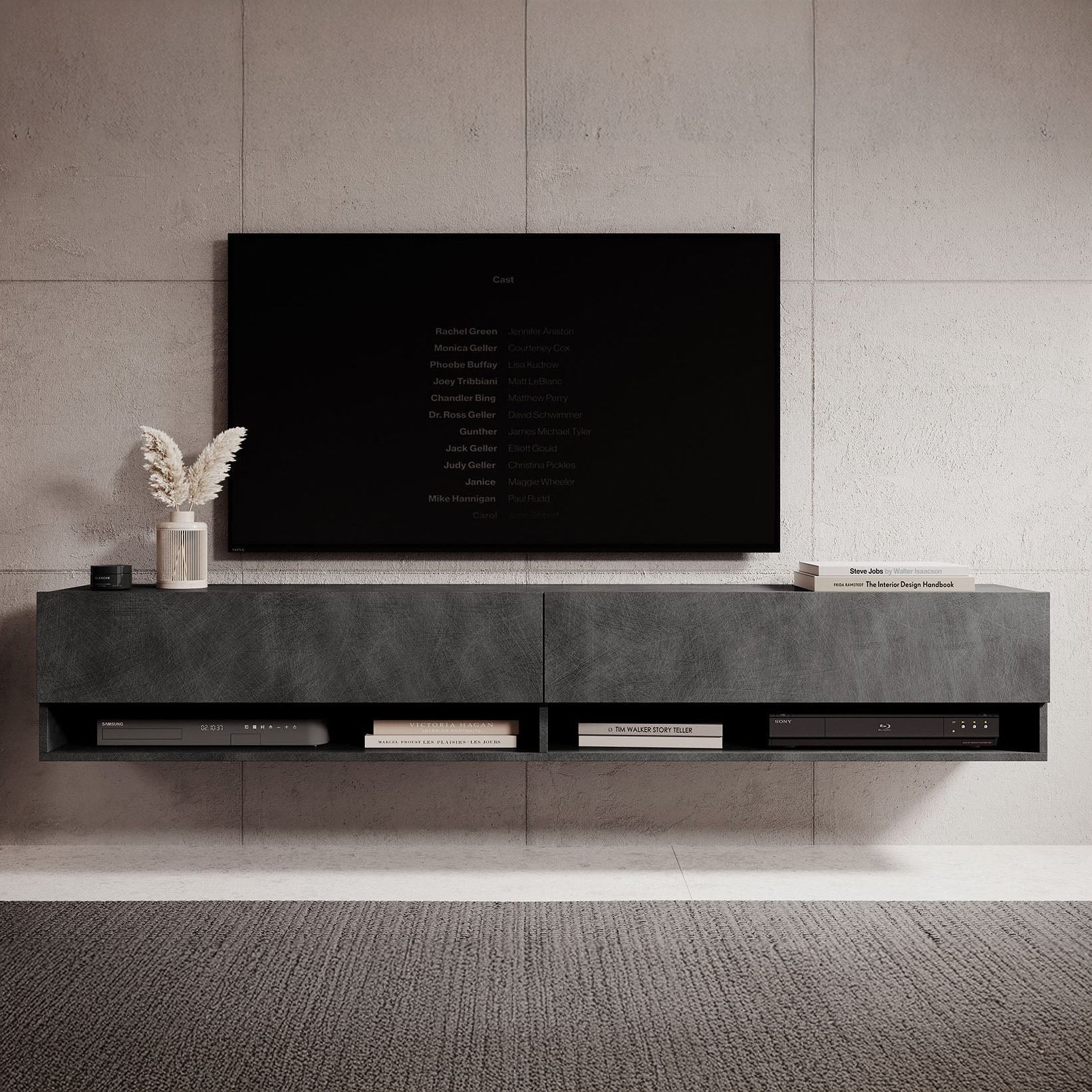 Meubella - TV-Meubel Asino - Grijs  - 180 cm