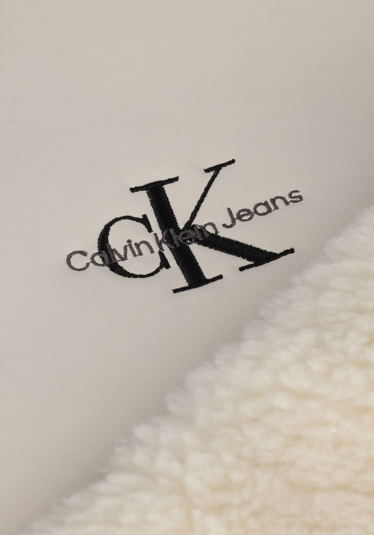 CALVIN KLEIN beige calvin klein teddy jas faux fur leather coat