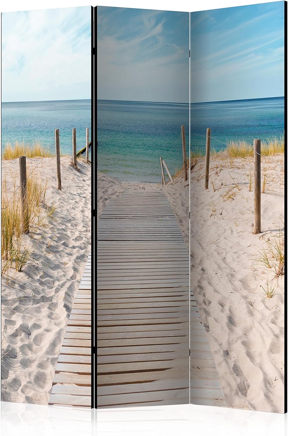 murando - Paravent Raumteiler Innen Strand am Meer 135x172 cm 3-teilig Einseitig Raumtrenner Raum Trennwand Holz Room Divider Mobiler Sichtschutz Spanische Wand Raum Natur Landschaft c-B-0362-z-b OD7823938