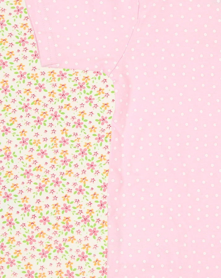 Kurzarm-Body BLUMEN 2er-Pack in rosa/weiß