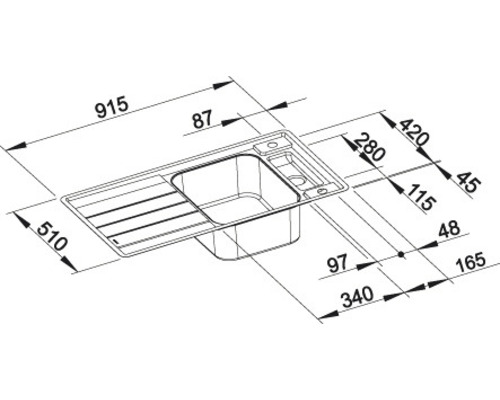 Blanco Axis III 5 S-IF spoelbak, 915 x 510 mm, roestvrij staal, satijnen afwerking, 522103