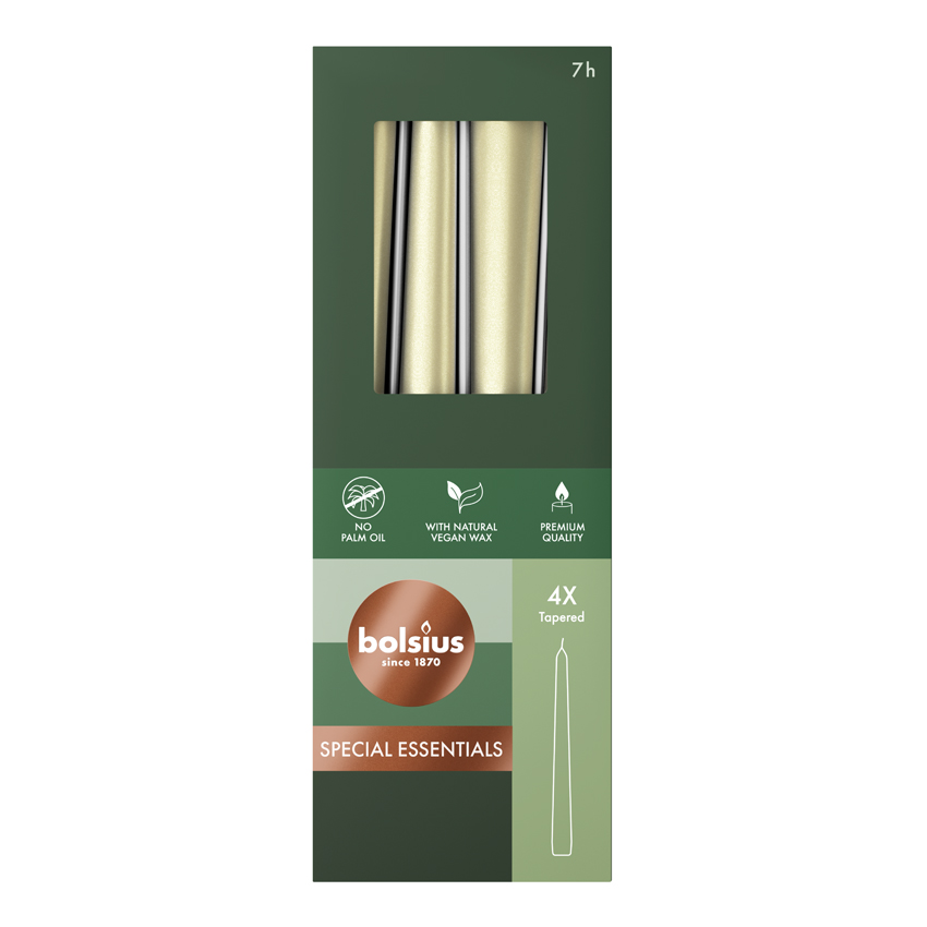 Bolsius Gotische Kaars 245/24 Doos 4 Metallic Zilver (4 stuks)