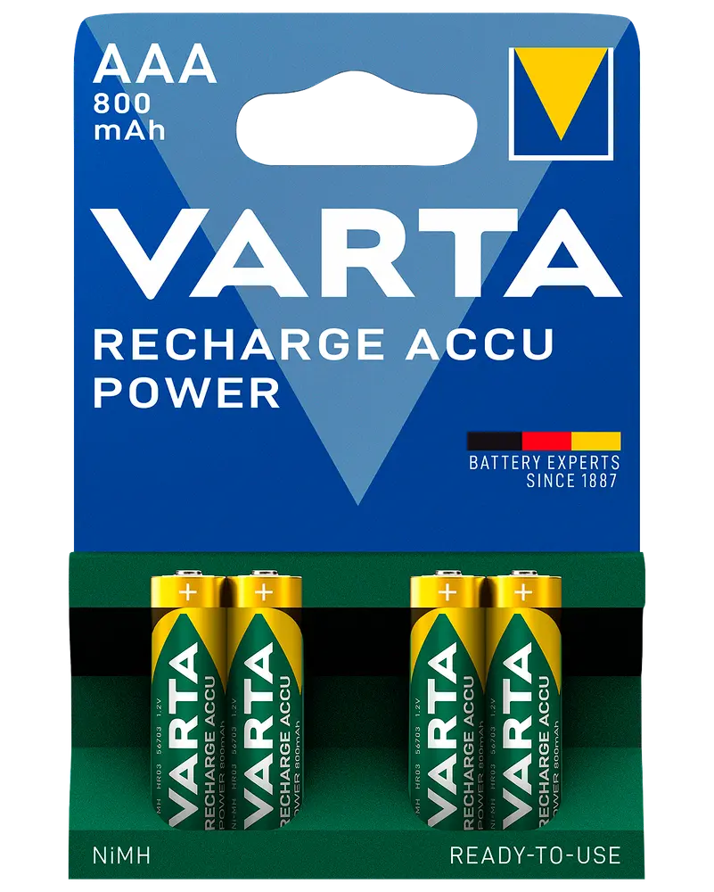 VARTA Genopladelig batteri - AAA 800mAh 4-pak