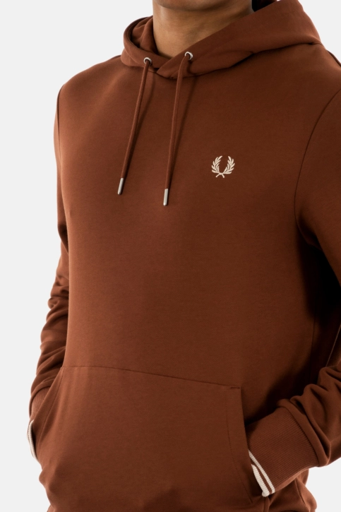 Sweat fred perry tipped hooded sweatshirt w52 whisky brown / porridge m