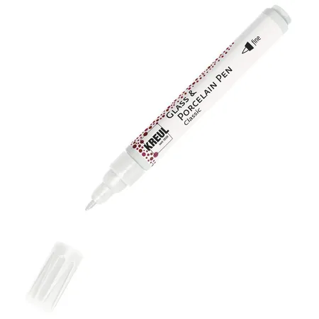 KREUL Glass & Porcelain Pen Classic, Strichstärke ca. 1 - 2 mm, weiß