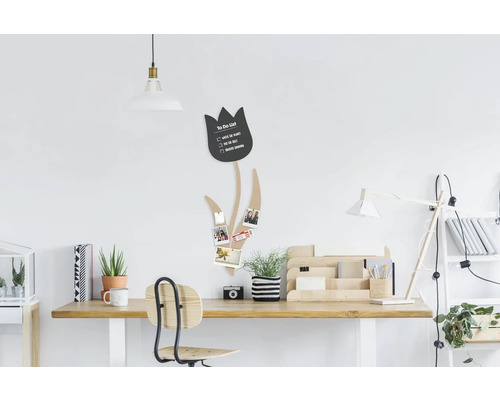 Krijtbord & prikbord in tulpvorm, inclusief punaises & krijtstift