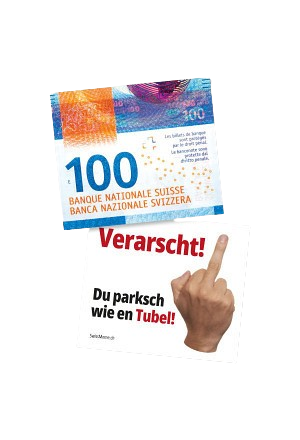 (10er Set) 70x60mm Lustige Parkkarte Auto Falschparker Karte Scherzartikel für Windschutzscheibe (229.00) - 100er Nötli / Tubel