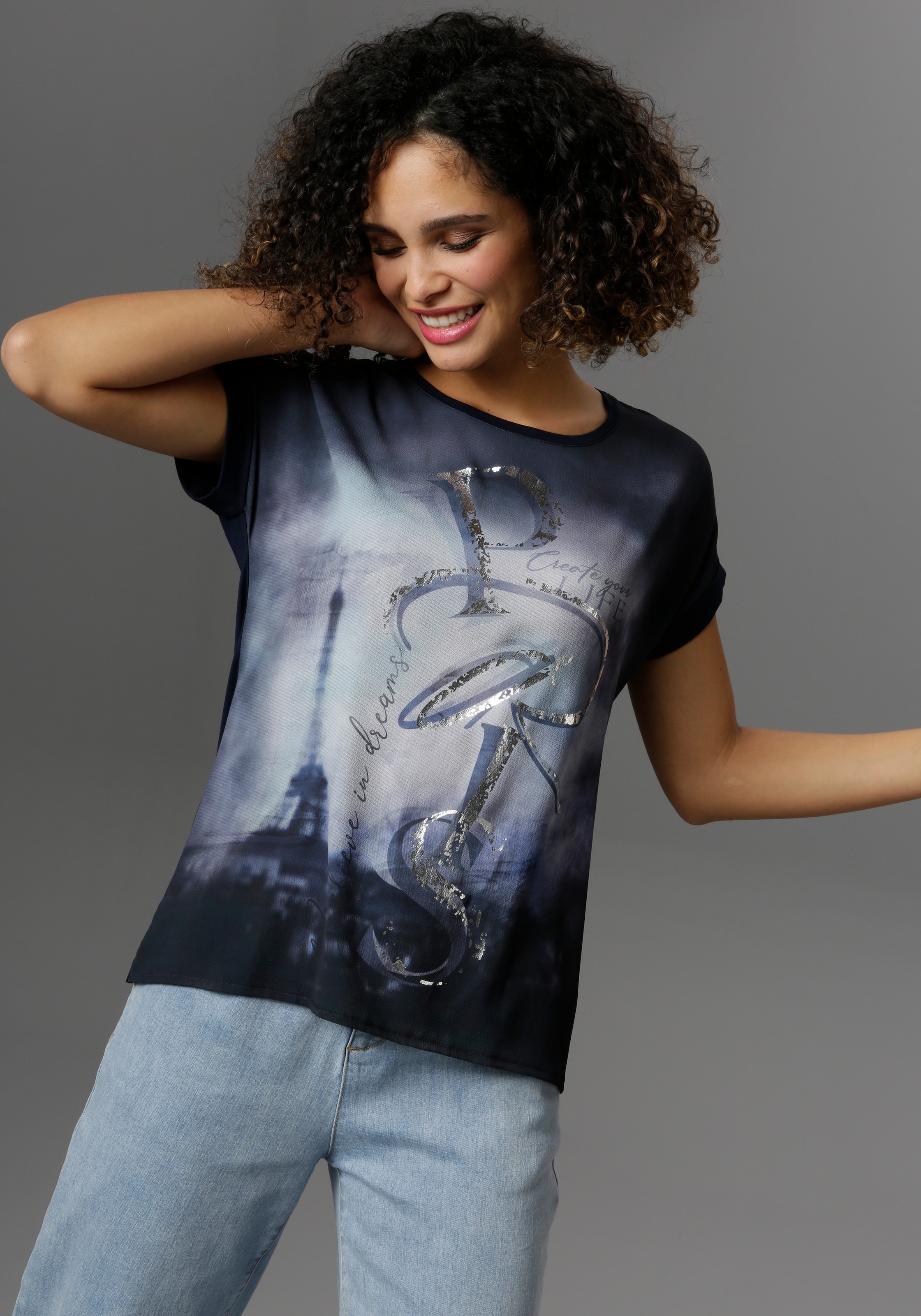 Aniston SELECTED Blusenshirt , mit glänzendem Folienprint