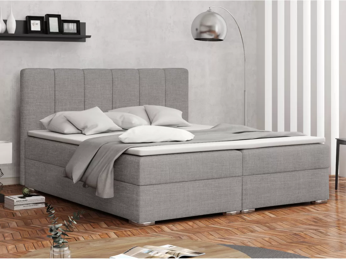 LIT BOXSPRING avec surmatelas Norrby 160x200 cm, Lux 05 (gris clair)
