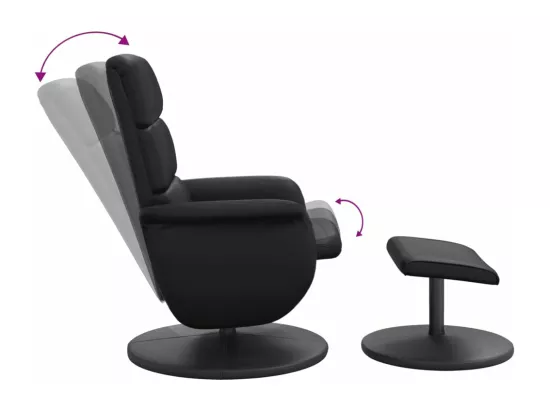 Fauteuil inclinable avec repose-pied noir similicuir