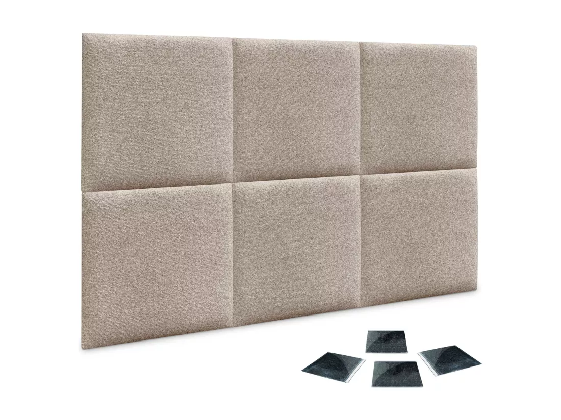 DHOME Lot de 6 Panneaux Rembourrés en Tissu Aqualine Autocollants pour Mur Acoustiques Absorbants Protection contre les Chocs (Sable, 50x50cm, x6)