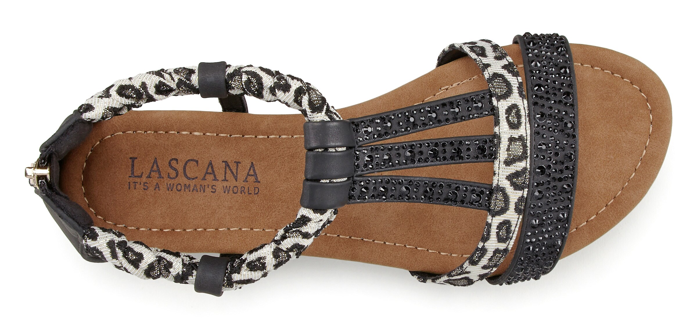 LASCANA Sandale in schwarz/leo