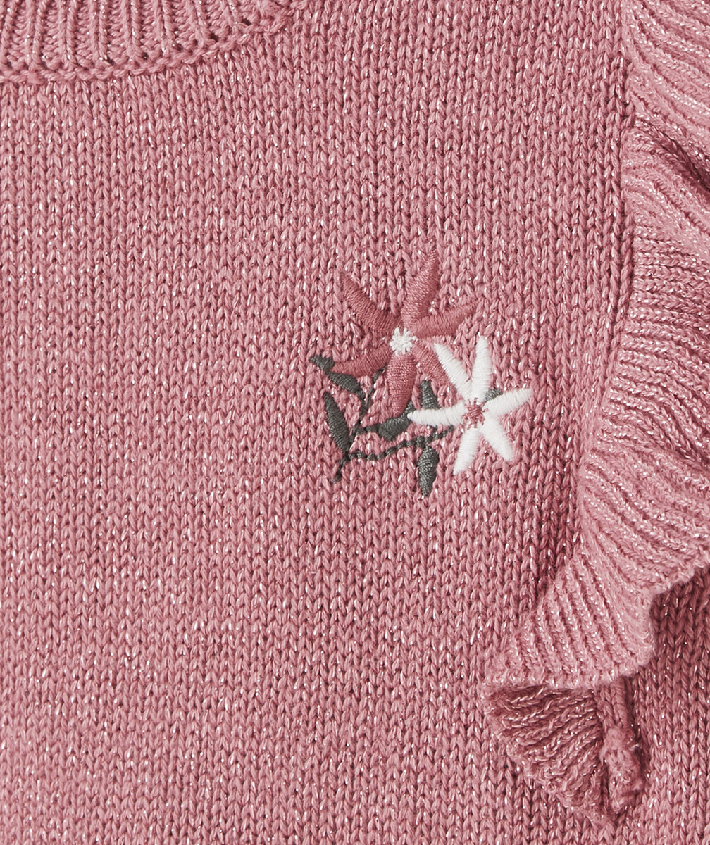 LE PULL FILLE EN TRICOT SANS MANCHES ROSE PAILLETÉ