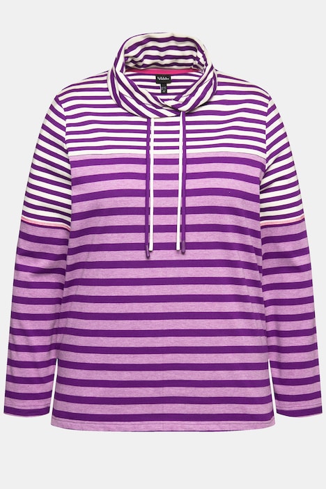 Shirt, Ringelmix, Stehkragen, Langarm, hinten länger