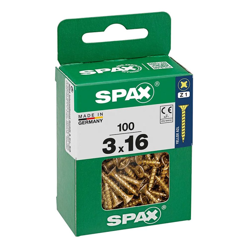 SPAX SENKHODE GUL 3X16, M 100 STK
