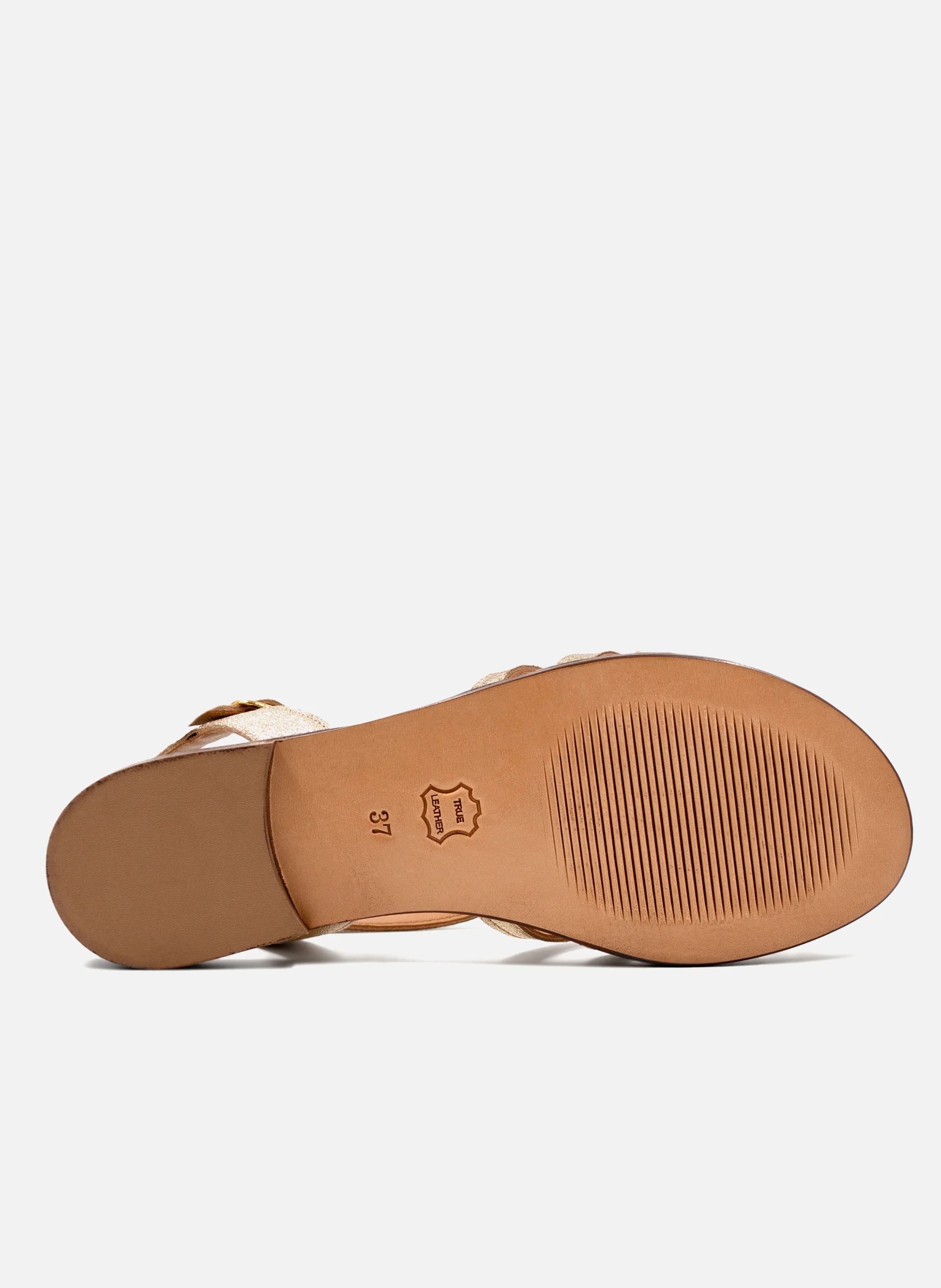Sandales plates brides cuir métallisé | Doré
