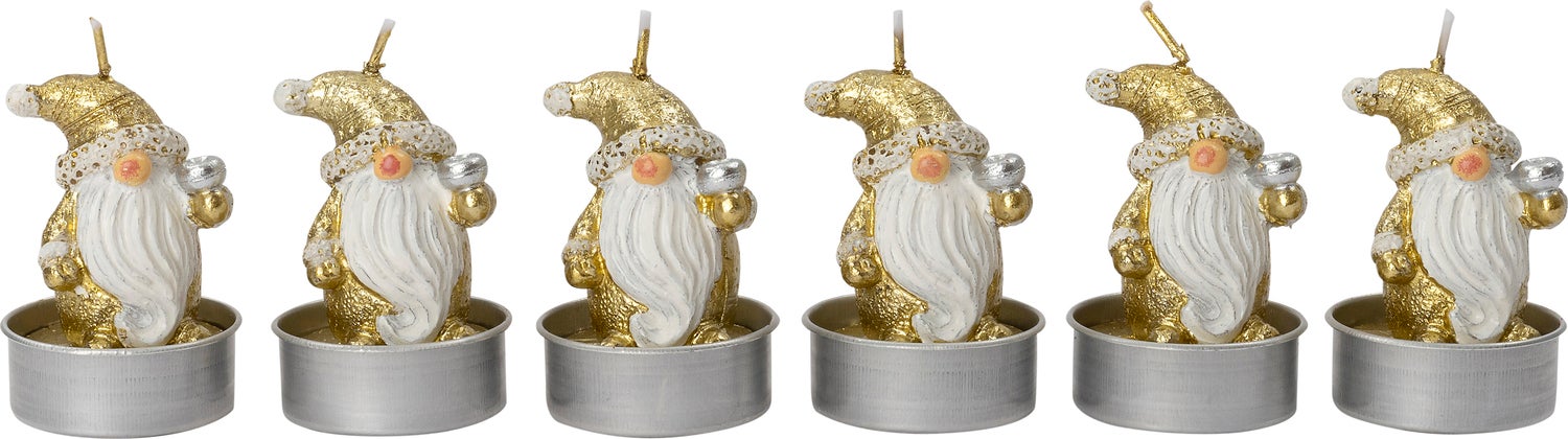 Intratuin waxinelicht Gnoom goud 2 uur 3,7 x 3,7 x 4 cm 6 stuks