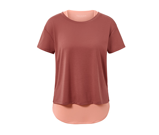 2-in-1-Kurzarm-Sportshirt, terrakotta