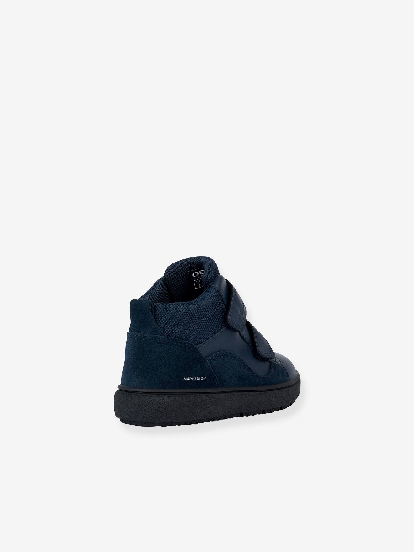 Tênis esportivo infantil Geox® J Theleven Boy B ABX azul marinho de cano alto com fecho de velcro
