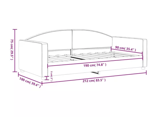 Lit de repos sans matelas noir 90x190 cm tissu