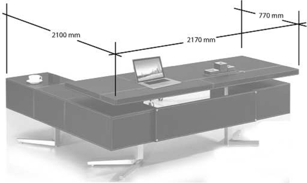 Jet-Line Schreibtisch Bari' rechts in schwarz Edelstahl Winkelschreibtisch