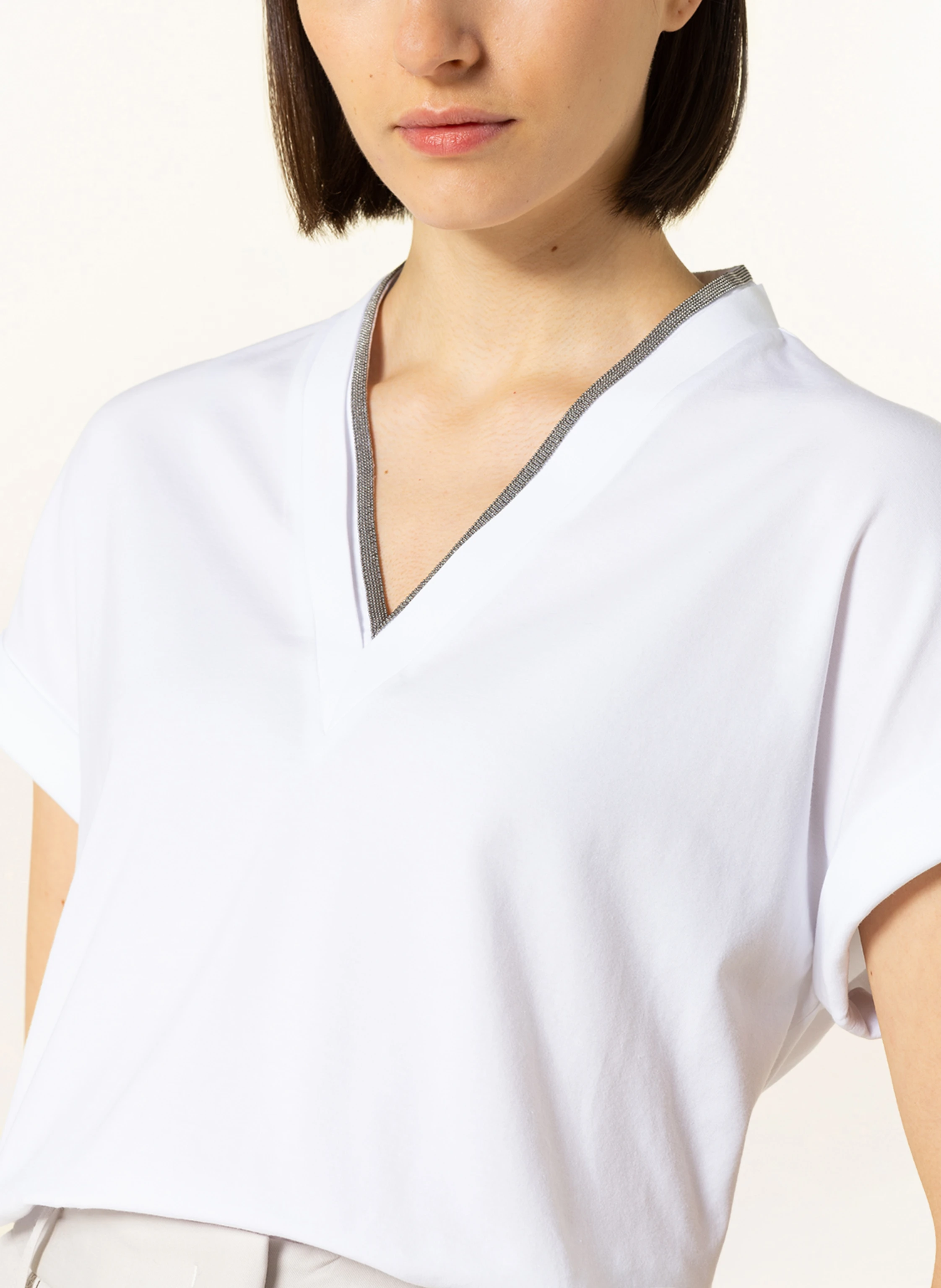 BRUNELLO CUCINELLI T-Shirt mit Schmucksteinbesatz